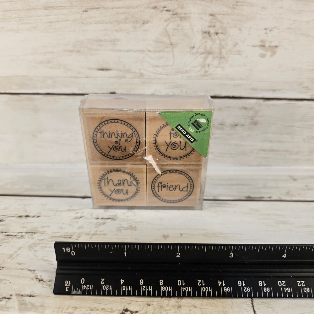 Hero Arts‎ Message Circles Woodblock Rubber Stamp Set LP114 Thank You Friend 4pc